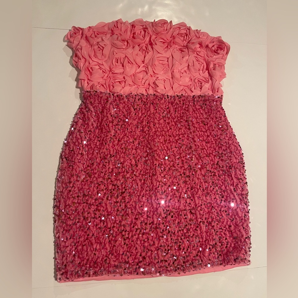 Pink Strapless Bodycon Dress Size Large